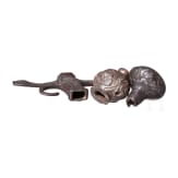 Two German/Italian iron pommels and a guard, 17th/18th century