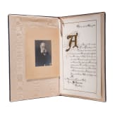 Privy Councillor Wilhelm Selkmann (1818 - 1913) - a decorative certificate of the Bundesrat on the retirement of the Oldenburg representative on April 1, 1901