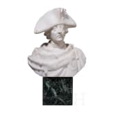 Frederick the Great - a white marble bust on a dark marble base