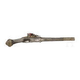 A fine pair of Ottoman silver-mounted flintlock pistols, dated 1849
