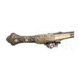 A fine pair of Ottoman silver-mounted flintlock pistols, dated 1849