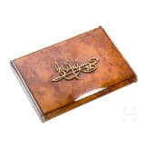Kaiser Wilhelm II &ndash; a gold and silver-mounted presentation cigarette case of bird's eye maple