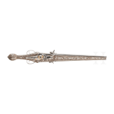 A long, double-barreled wheellock pistol, a modern collector's reproduction in the style of 1610