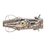 A long, double-barreled wheellock pistol, a modern collector's reproduction in the style of 1610
