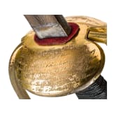 An old-style sword for Prussian infantry officers as an officer's gift, dated 1853
