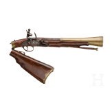 An Italian or South French flintlock blunderbuss with folding shaft, circa 1800
