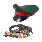 A visor cap for officers of the Jaeger battalions and some medals