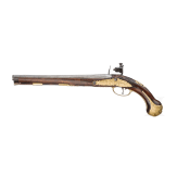 A flintlock pistol with fire-gilt mounts, circa 1720