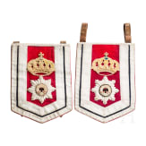 A pair of textile saddle parts for troopers of the Garde du Corps