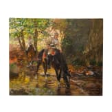 Theodor Rocholl (1854 - 1933), Prussian cuirassier in the forest, dated 1912