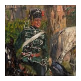 Theodor Rocholl (1854 - 1933), Preu&szlig;ische Husaren bei der Rast in einem Dorf, datiert 1924