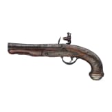 A pair of Italian flintlock blunderbuss pistols with silver inlays, circa 1780