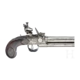 A Belgian four-barreled boxlock pistol, circa 1800
