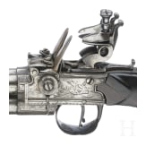A Belgian four-barreled boxlock pistol, circa 1800