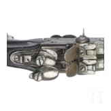 A Belgian four-barreled boxlock pistol, circa 1800