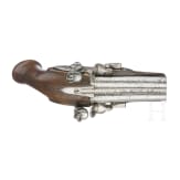 A French double flintlock travelling pistol, circa 1800