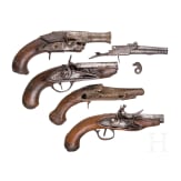 A flintlock pistol spare parts collection, circa 1800