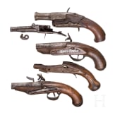 A flintlock pistol spare parts collection, circa 1800