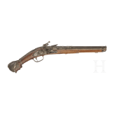 A silver-mounted flintlock pistol in 1760-style, late 20th century