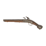 A silver-mounted flintlock pistol in 1760-style, late 20th century