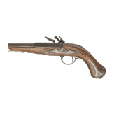 A silver-mounted flintlock pistol in the style of around 1760, end of 20th century
