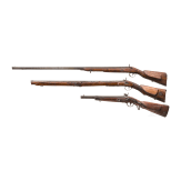 Three percussion rifles, German, 19th century