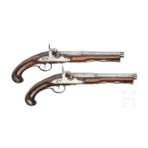 A pair of converted percussion pistols, Mathias Ory in Li&egrave;ge, circa 1770