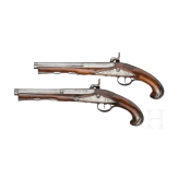 A pair of converted percussion pistols, Mathias Ory in Li&egrave;ge, circa 1770