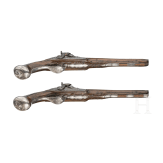 A pair of silver mounted percussion pistols, Antoine Gillier in St. &Eacute;tienne, circa 1790