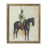 &Ouml;lstudie eines J&auml;gers zu Pferde, um 1900