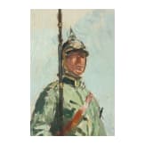 &Ouml;lstudie eines J&auml;gers zu Pferde, um 1900