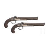 A cased pair of percussion pistols by Barber in Newark (GB), circa 1820