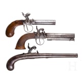Drei Perkussionsterzerole, England, um 1850