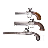 Drei Perkussionsterzerole, England, um 1850