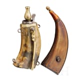 Two German powder flasks, 18th century