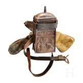 A German hunting belt with powder flask and shot pouch, dated 1815
