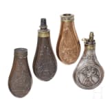 Four French primer flasks, circa 1830
