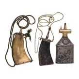 Three German powder flasks, 19th century