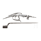 An English underhammer percussion lock and bayonet, England, circa 1850