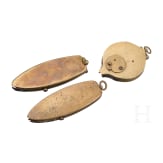 Three French percussion cap dispensers, circa 1900