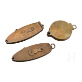 Three French percussion cap dispensers, circa 1900