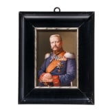GFM Paul von Hindenburg - a porcelain plaque with half-portrait in uniform, after Ernest Bi&eacute;ler