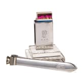 Captain Walter Forstmann - A silver matchbox holder and cigar cutter