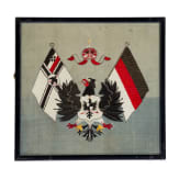 A warrior association flag and a silk embroidery, first half of the 20th century