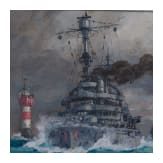 Hans Bohrdt (1857 - 1945), "Warships 'Schlesien', 'Schleswig-Holstein' and 'Hessen' offshore"