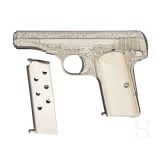An FN Mod. 1910, factory engraved, nickel-plated, in leather case