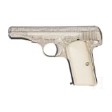 An FN Mod. 1910, factory engraved, nickel-plated, in leather case
