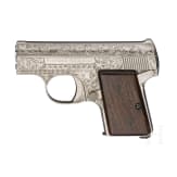 An FN Mod. Baby with "Renaissance" factory engraving, nickel, in leather case, 379 of 1000
