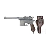 Mauser C96 "Wartime Commercial", ca. 1916, with shoulder stock and leather harness