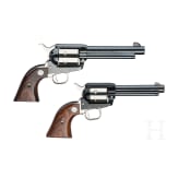 A pair of Colt revolvers - an SAA in .45LC and an SA Frontier Scout in .22lr., Commemorative, in case
